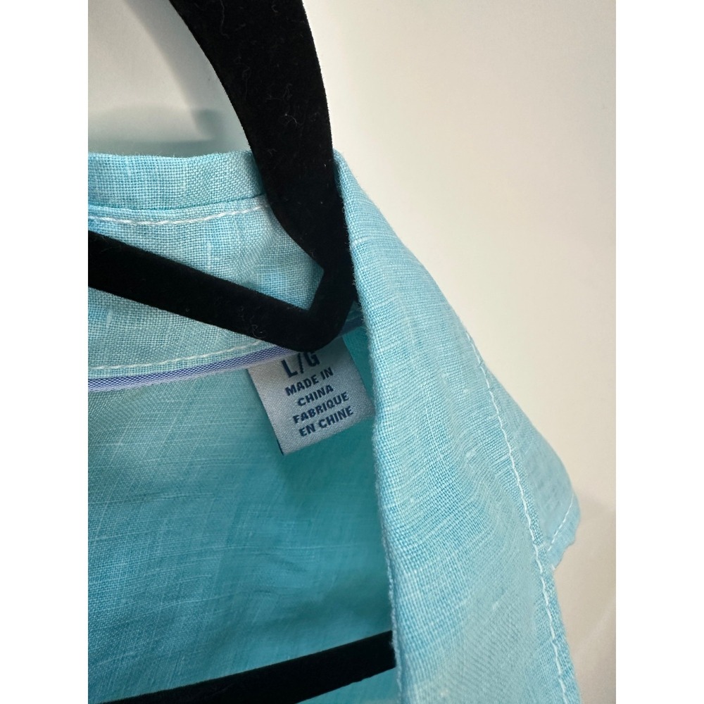 Tommy Bahama Sea Glass Breezer Sleeveless Linen Shirt Blue Large Vacation Top - Picture 5 of 9